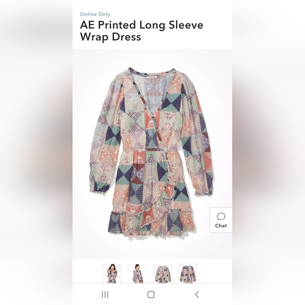 American Eagle Outfitters Multicolor Printed Long Sleeve Wrap Dress